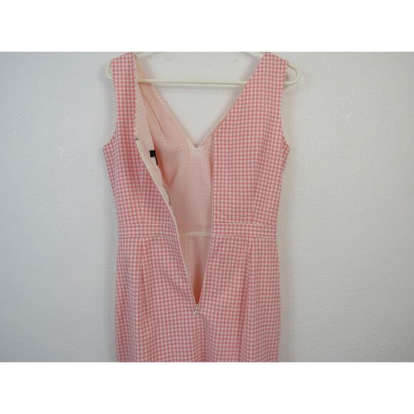 NWT J. Crew Size 0 V-Neck Seersucker Dress in Gingham Pink and White - Picture 7 of 8